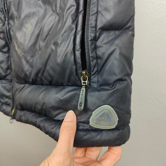 Vintage Y2K Nike ACG Down Puffer Vest Womens Small Dark Blue Full Zip Hooded - Picture 2 of 14